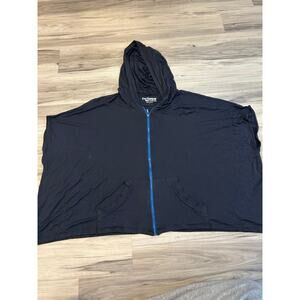 Twiggy London Hooded Poncho black Sweater Hoodie Pocket size large
